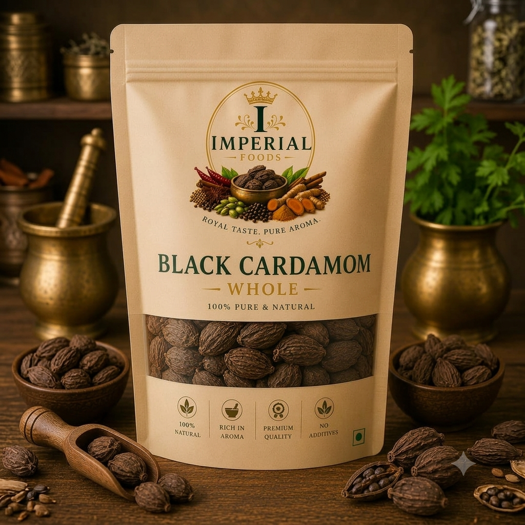 Imperial Foods Premium Whole Black Cardamom (Bari Elaichi) – 100% Pure & Natural