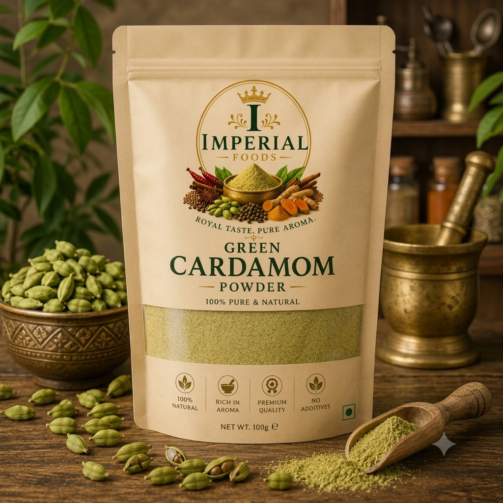 Imperial Foods Premium Green Cardamom Powder (Choti Elaichi) – 100% Pure & Natural